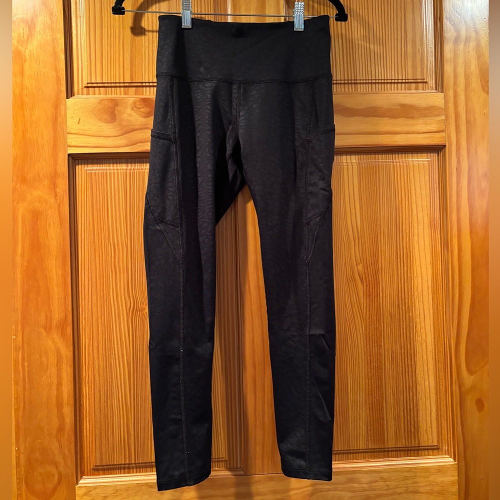 Black Cheetah print yoga pants. Worn.